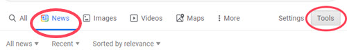 Google News search toolbar