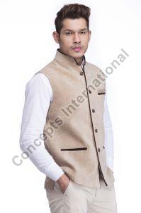 Cotton Beige Nehru Jacket, Size : 36