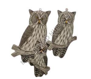 Grey Owl Wooden Wall Hanging, For Decoration, Size : 10x8inch