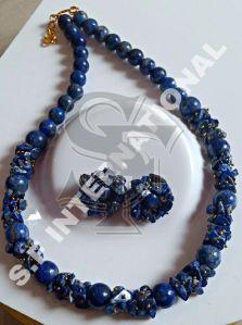 Polished Blue Stone Necklace Set, Style : Modern