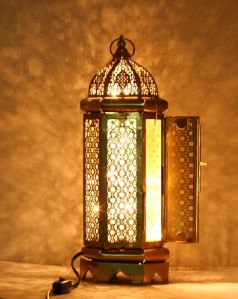 Round Brass Antique Lamp With LED Light