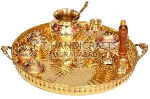 Polished Brass Pooja Thali Set, Feature : Hard Structure, Rust Finishing
