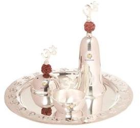 Brass Silver Pooja Thali Set