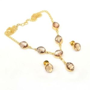 Champagne Quartz Gemstone Necklace Set