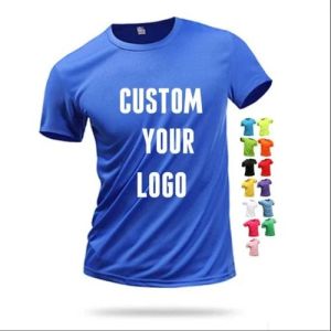 Polyester Customized Promotional Printed T-shirt, Color : Blue, White Xl