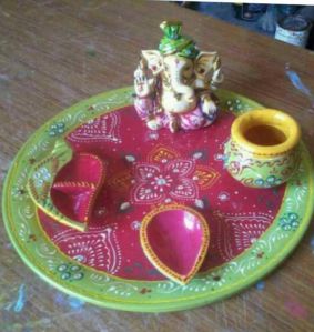 Polished Fiber Decorative Pooja Thali, Size : 8.5 Inch