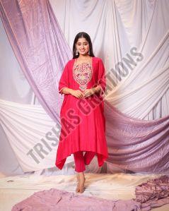 Embroidered Yoke Kaftan Kurta Pant Set, Gender : Female