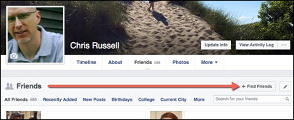 Facebook Find Friends button