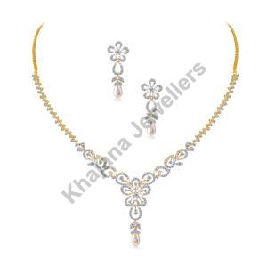 Ginevra Diamond Necklace Set, Purity : 14 KT Yellow Gold