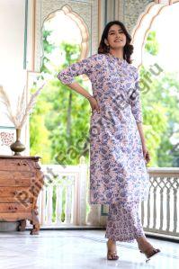 Hand Block Printed Cotton Kurta Palazzo Set