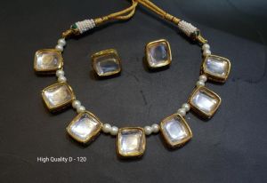 Alloy Brass Mix Kundan Pearl Necklace Set, Occasion : Engagement, Party, Wedding