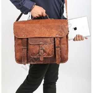 Vintage Crafts Plain Leather Travel Messenger Bag, Size : 16 X12 X5 Inches