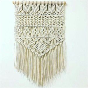 White Rectangular Jute Macrame Wall Hangings, For Decoration, Pattern : Embroidered