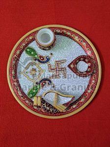 Polished Marble Pooja Plate For Worship