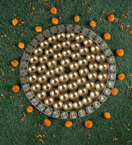 Krafts Inn Iron Glossy Metal 56 Bhog Thali 20 Inches