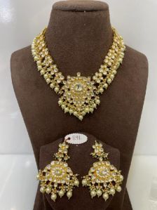 MJ-S-891 White Moti Yellow Necklace Set, Style : Classy