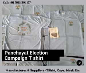 Polyester Printed Panchayat Election Customized T-Shirt, Size : XL