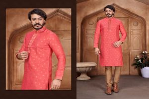 Pure Jacquard Butti Cotton Kurta Pyjam Set