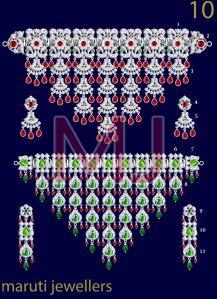 Maruti Jewellers Polished Silver Rajasthani Chick Set, Packaging Type : Velvet Box