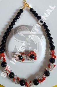 Red & Black Stone Necklace Set, Style : Antique