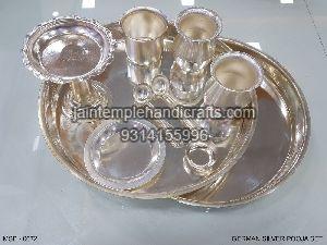 Polished Silver Pooja Thali Set, Feature : Attractive Pattern, Durable, Fine Finished, Hard Structure