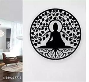Black Wooden Buddha Wall Art For Dining Room, Hotel, Living Room, Rest Room